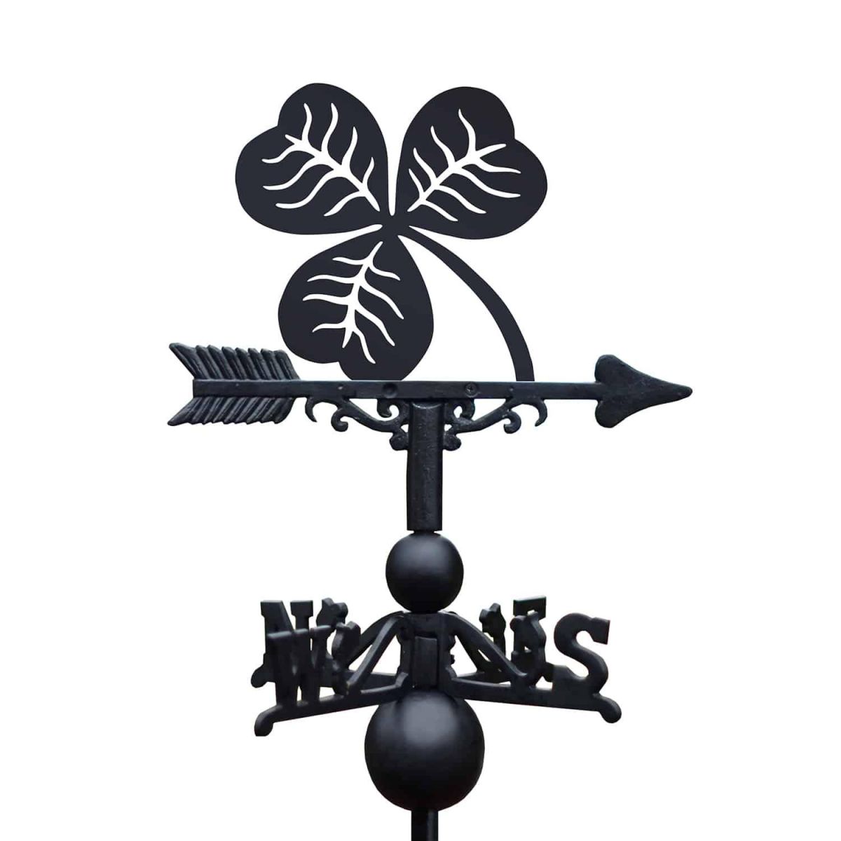 Cast Iron & Steel Shamrock Weathervane on White Background Cast Iron & Steel Shamrock Weathervane on White Background