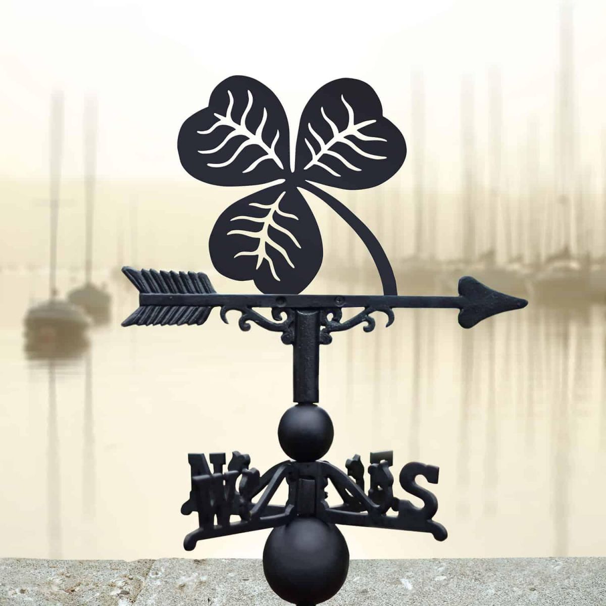 Cast Iron & Steel Weathervane with Shamrock Topper Cast Iron & Steel Weathervane with Shamrock Topper