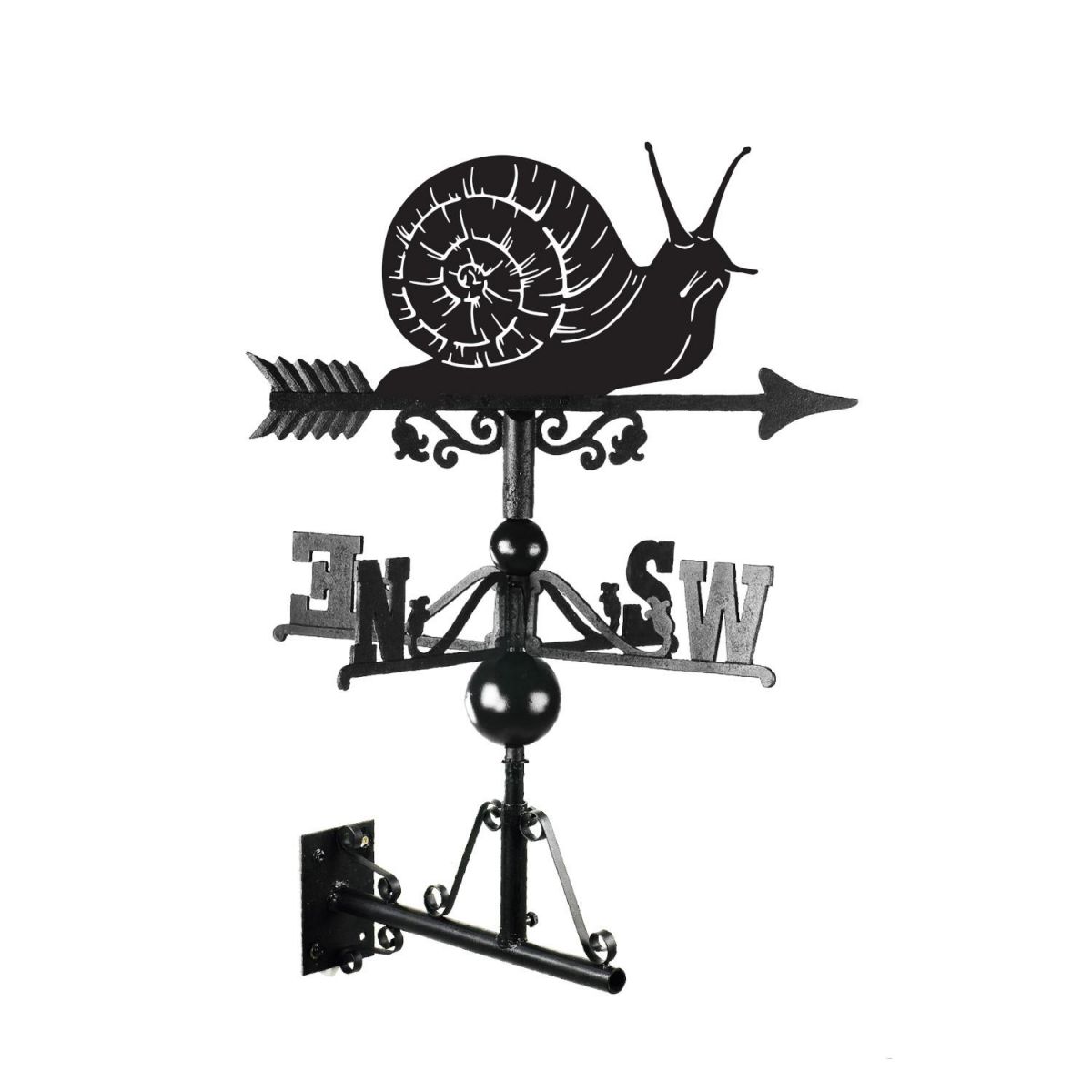 Cast Iron & Steel Snail Weathervane Mounted Cast Iron & Steel Snail Weathervane Mounted