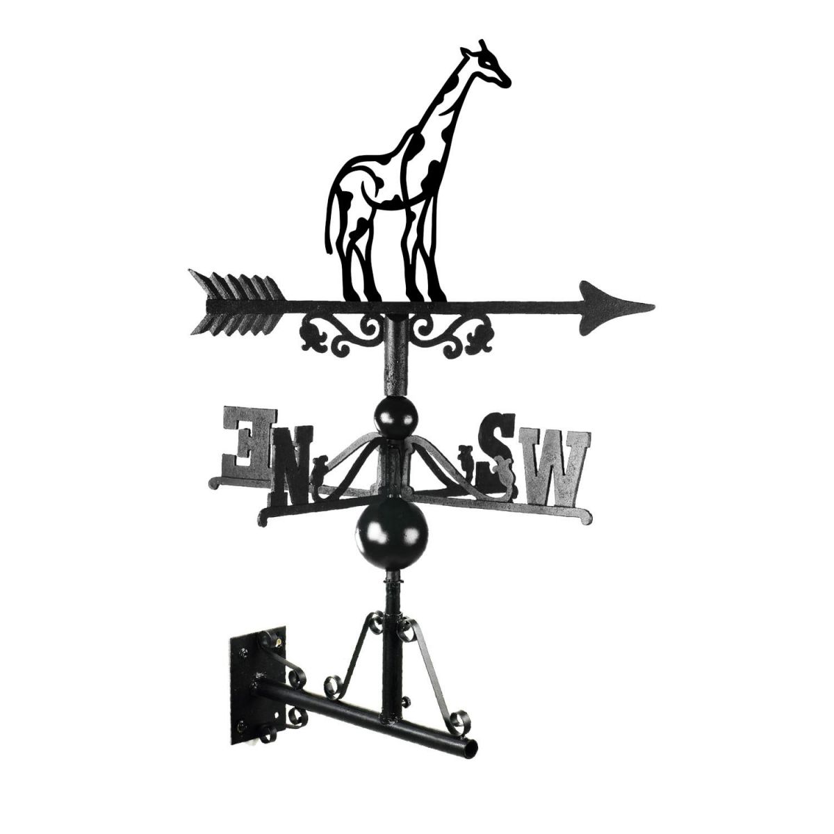 Mounted Cast Iron & Steel Spotty Modern Giraffe Weathervane 