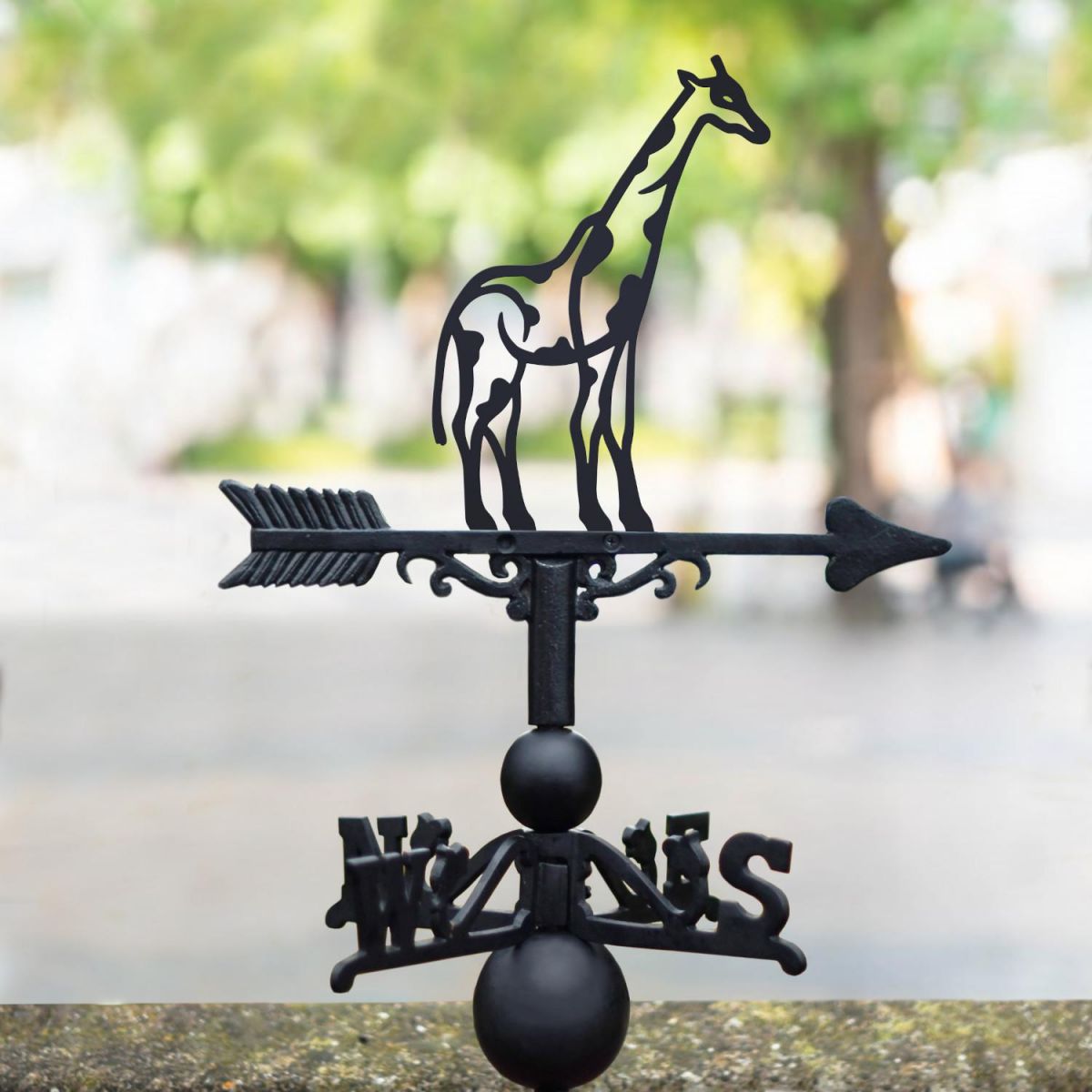 Cast Iron & Steel Weathervane with Spotty Modern Giraffe Topper