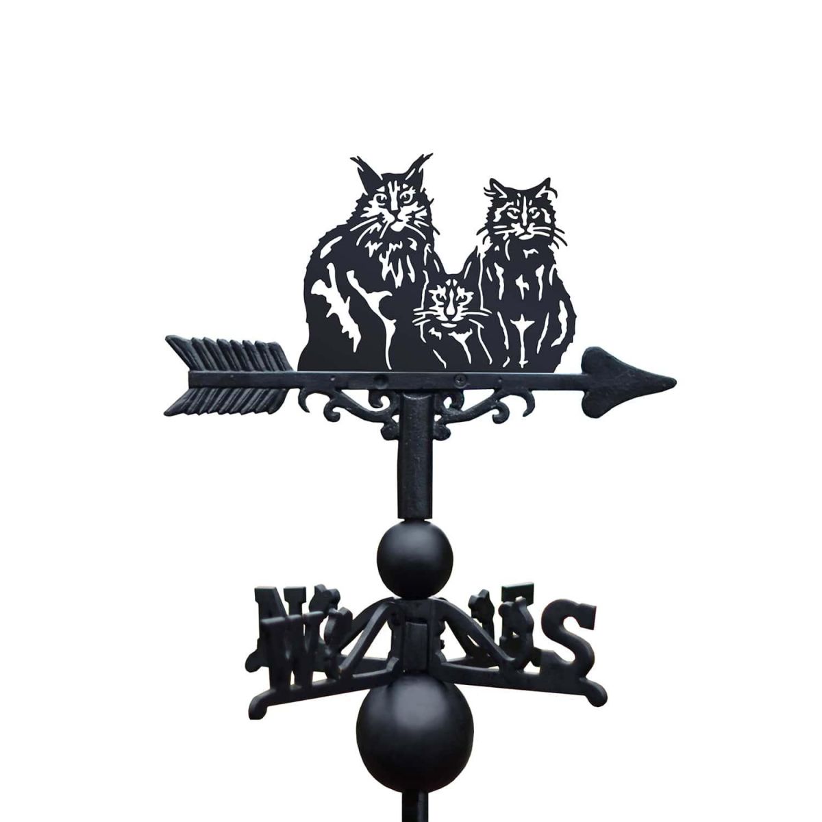 Close-Up of Cast Iron & Steel Three Cats Weathervane