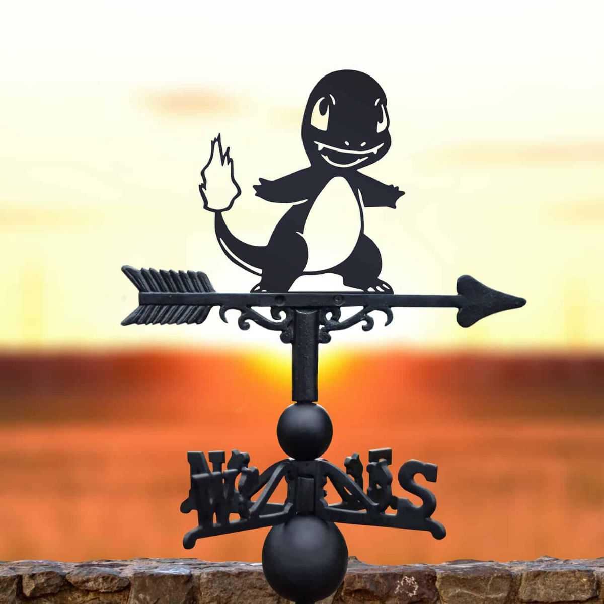 Cast Iron & Steel Unevolved Fire Lizard Character Weathervane Cast Iron & Steel Unevolved Fire Lizard Character Weathervane