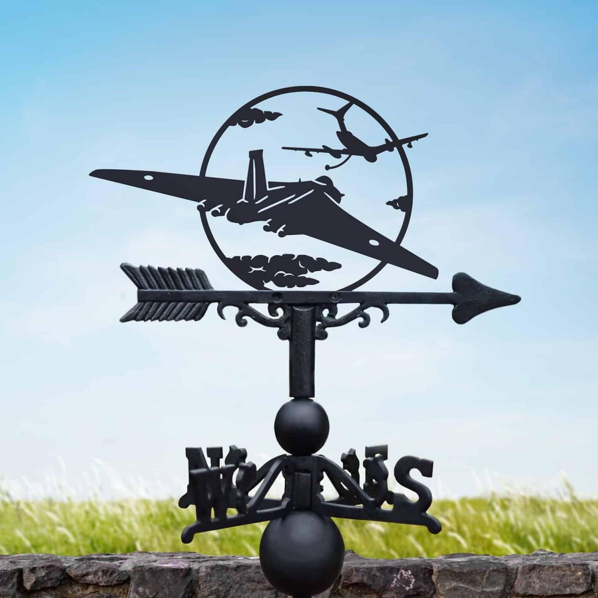 Cast Iron & Steel Weathervane with Vulcan bomber & Victor Aircraft Refuelling Topper