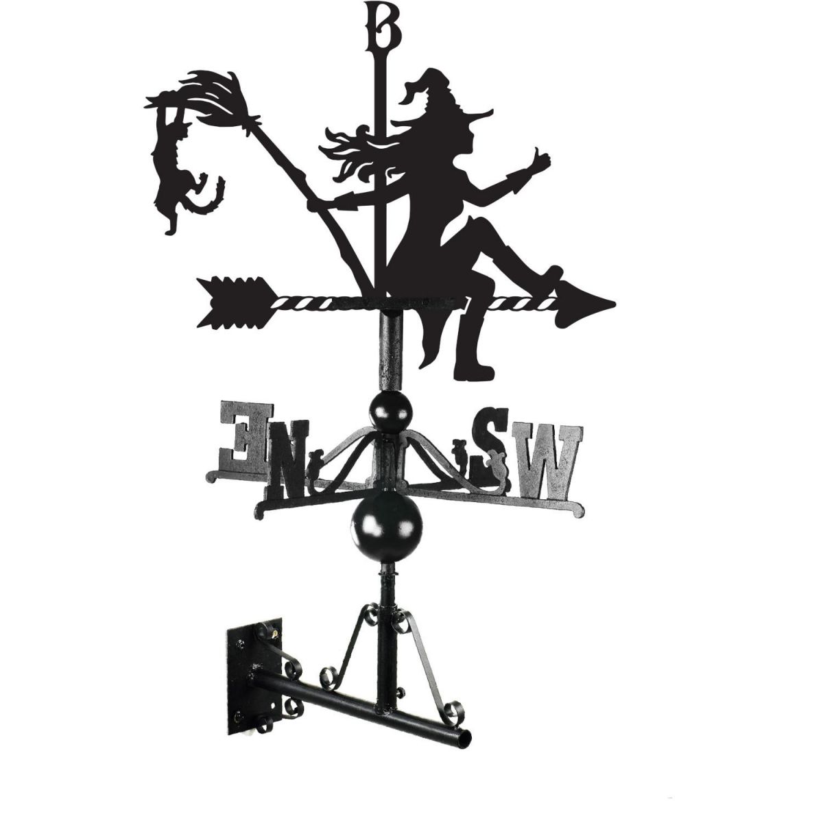Witch & Cat Weathervane Mounted