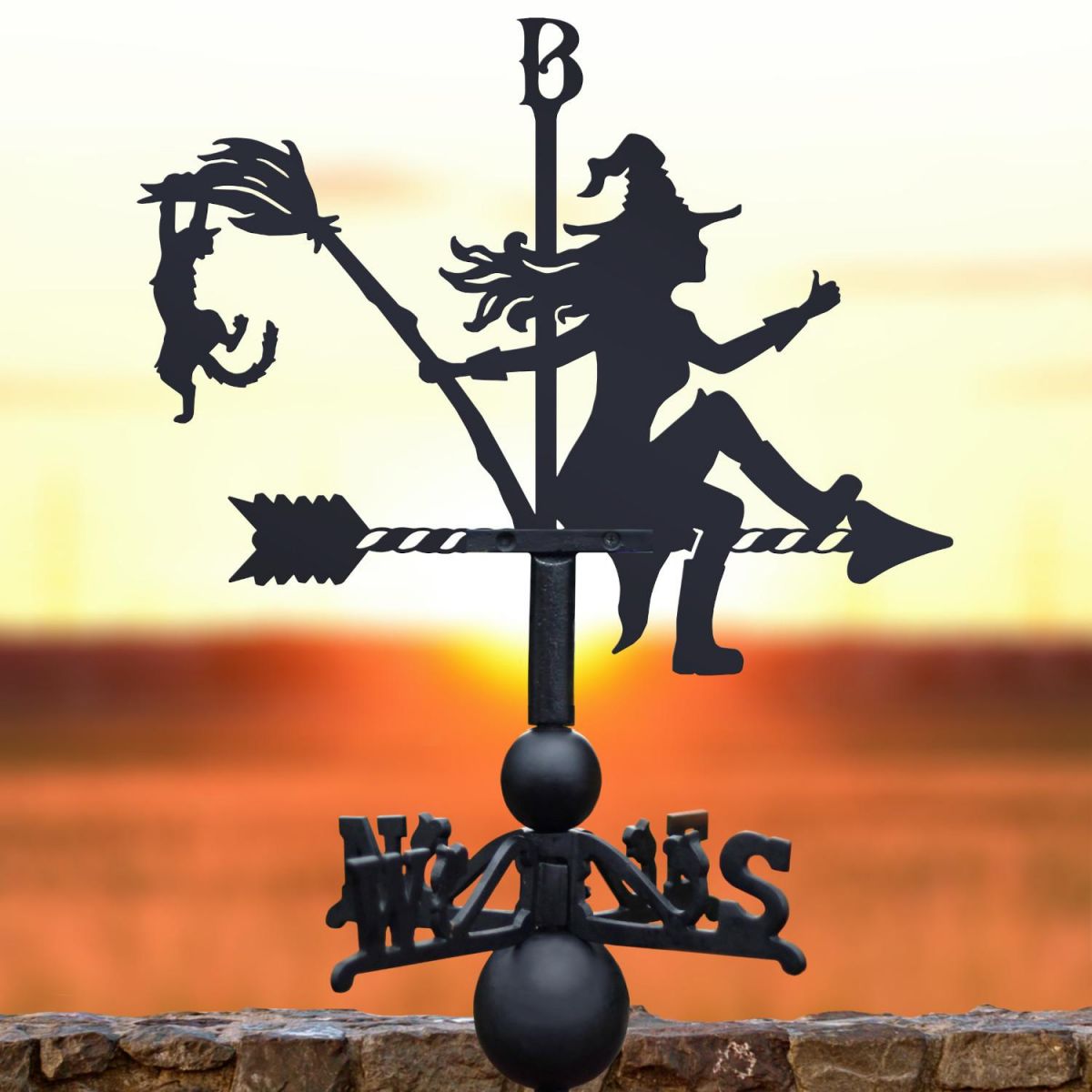 Weathervane with Witch & Cat Motif