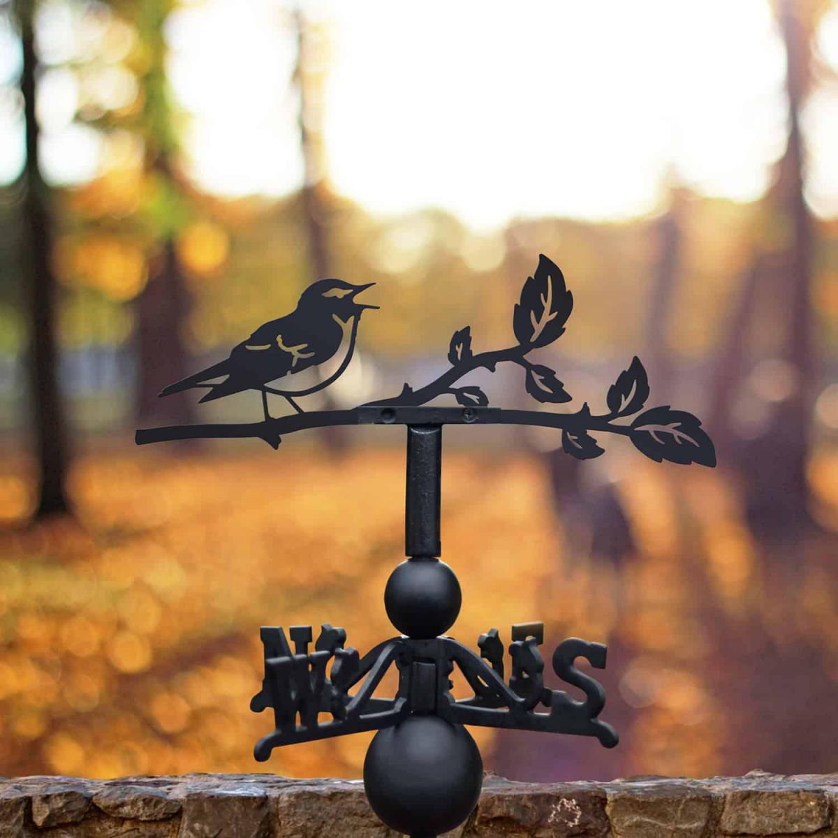Cast Iron & Steel Weathervane with Wood Warbler Topper Cast Iron & Steel Weathervane with Wood Warbler Topper