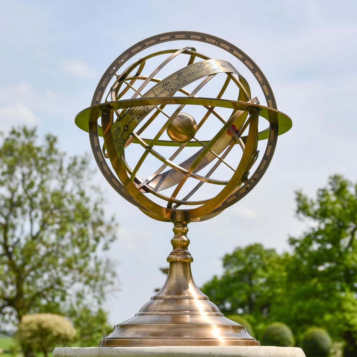 Celestial Armillary Sundial in Situ in the Garden