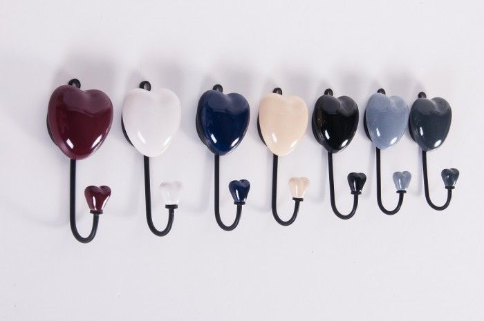 "Hooked on Love" Ceramic Heart Hooks