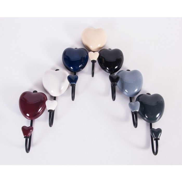 "Hooked on Love" Ceramic Heart Hooks