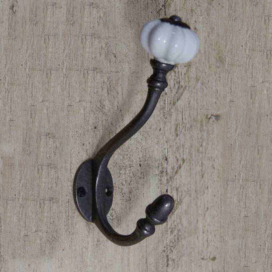 Iron Coat Hook With Ceramic Shell Top