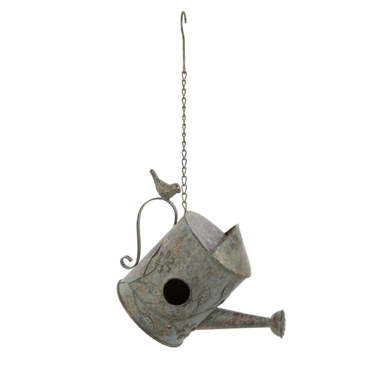 Chain Hanging "Watering" Can Bird House in a Rustic Finish Chain Hanging "Watering" Can Bird House in a Rustic Finish