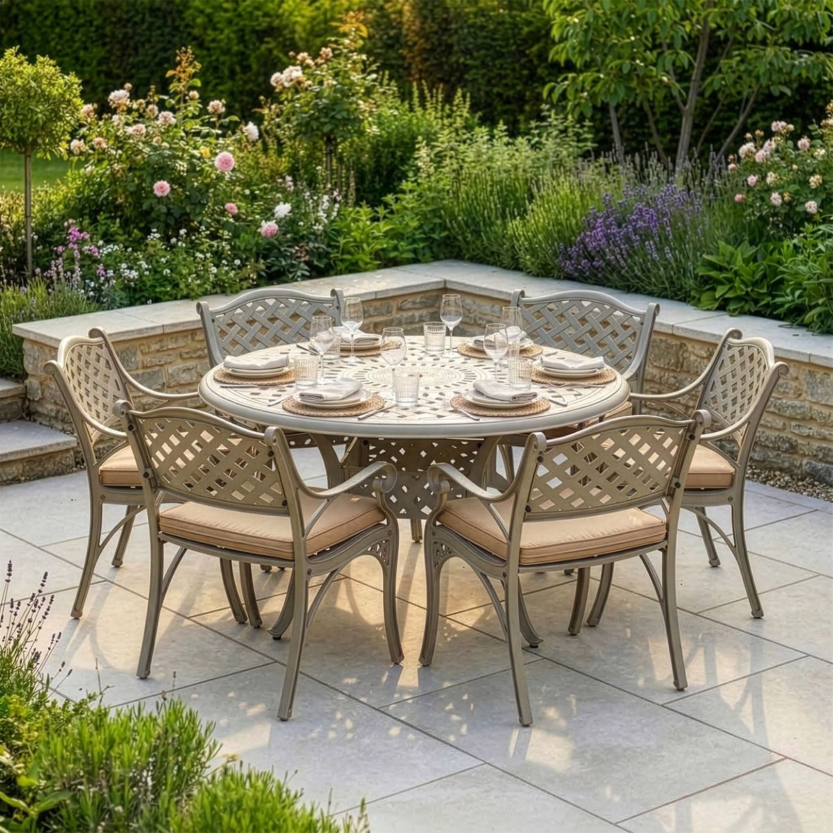 Champagne "Milford" Six Seater Furniture Set digital illustration dressed table