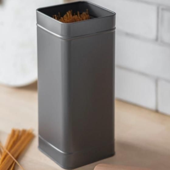 Charcoal Tall Storage Canister with Beech Wood Lid in Use Charcoal Tall Storage Canister with Beech Wood Lid in Use