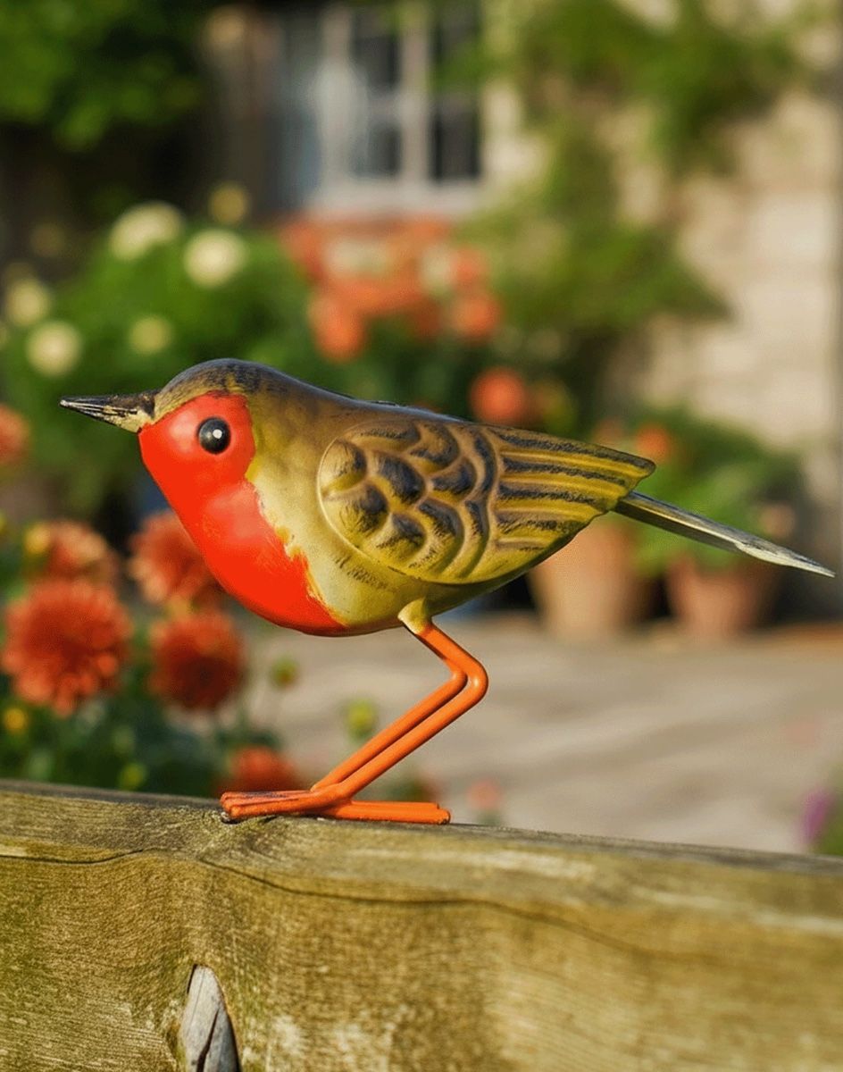 Charming Robbin Steel Bird Sculpture Digital Illustration