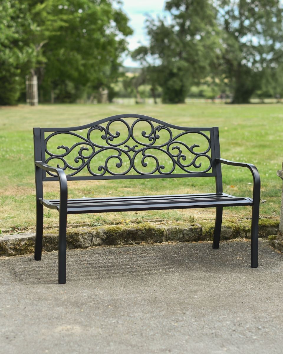 "Chelford" Powder Coated Black Garden Bench "Chelford" Powder Coated Black Garden Bench