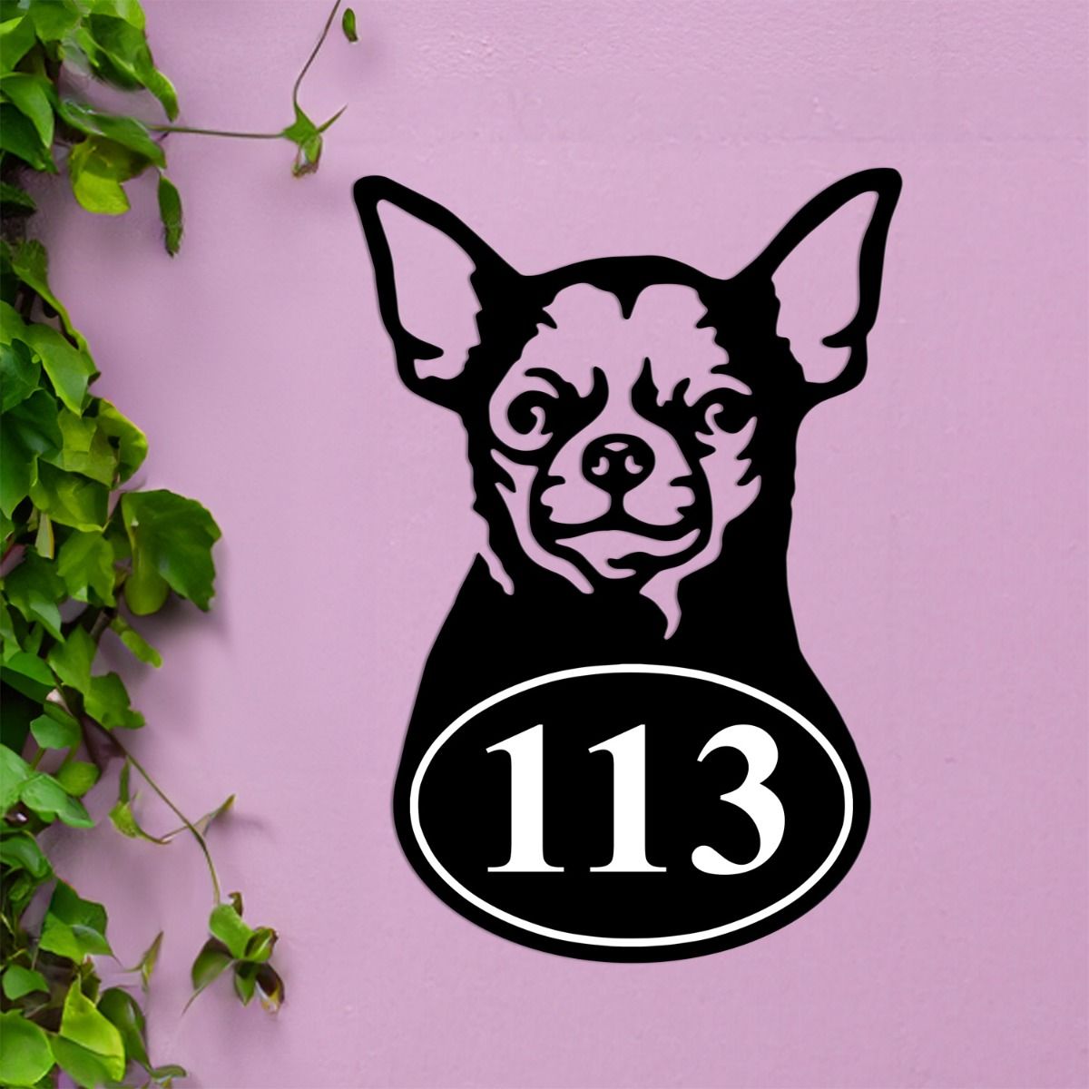 Chihuahua Iron House Number Sign