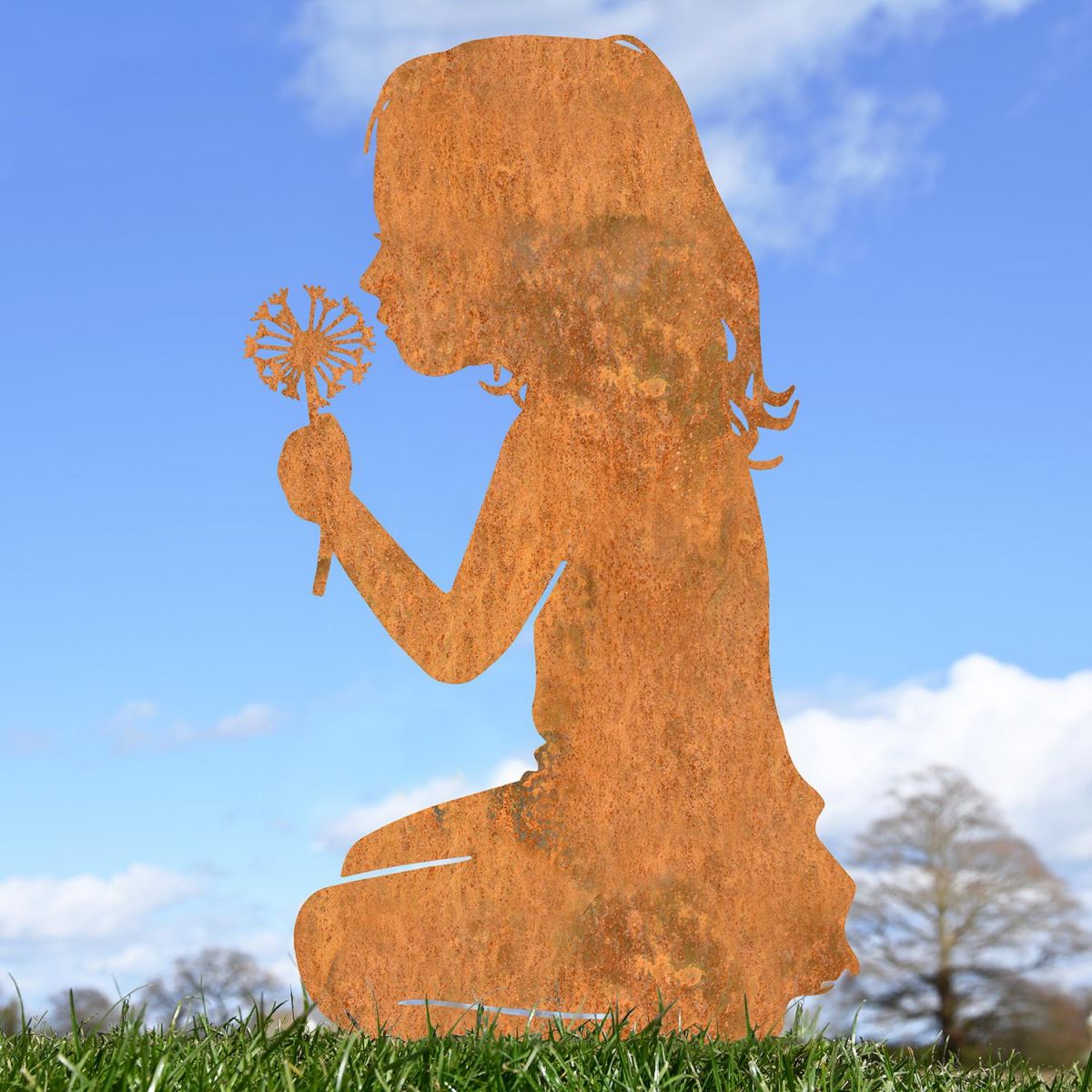 Girl With Flower Iron Silhouette in Situ