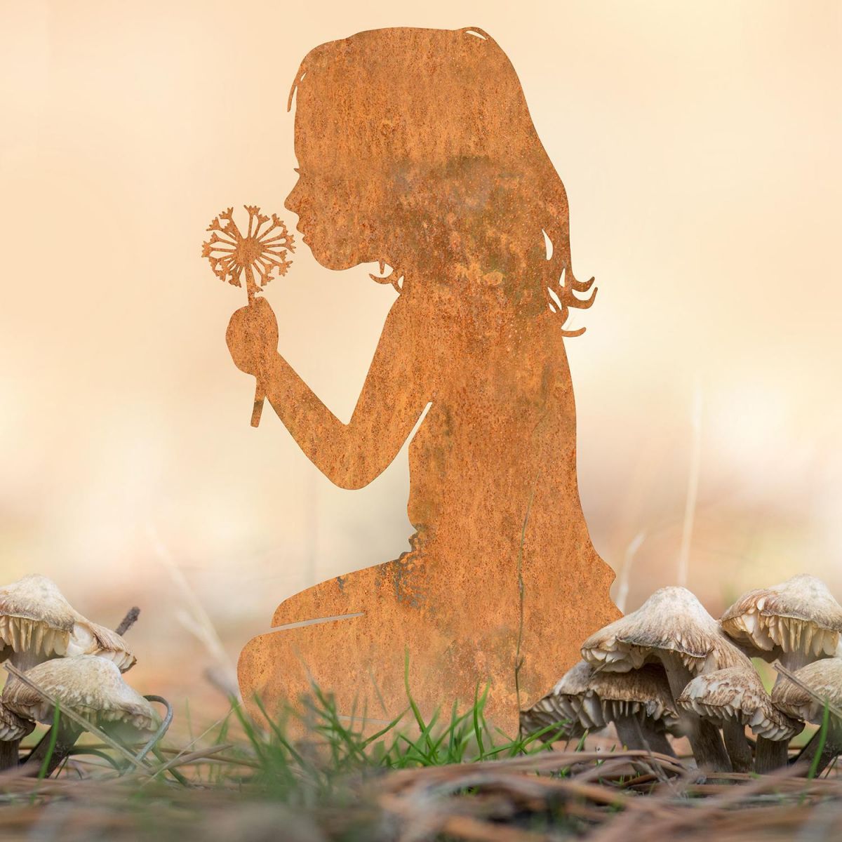 Girl With Flower Iron Silhouette in Use Outdoors
