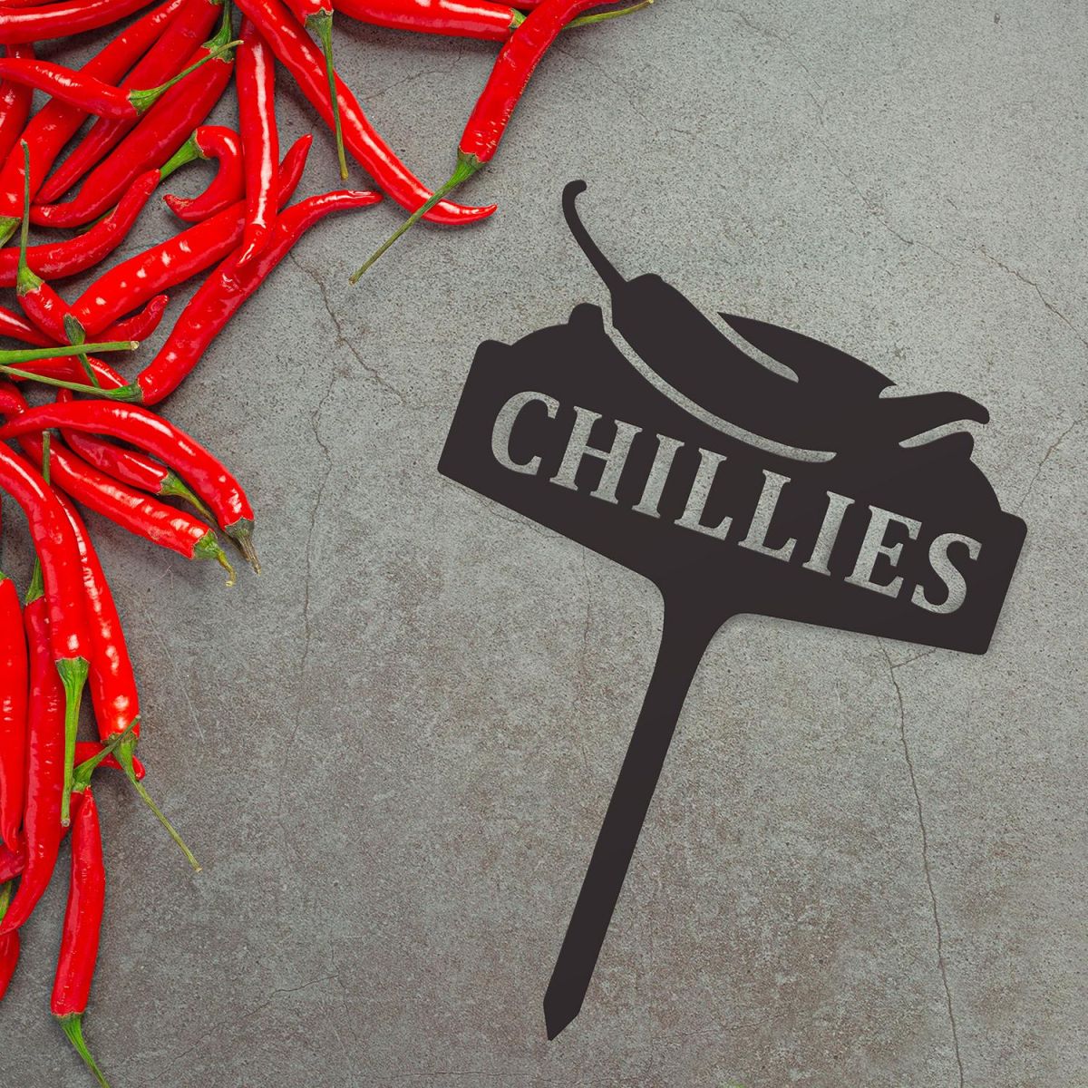 "Chillies" Vegetable Label Created From Steel