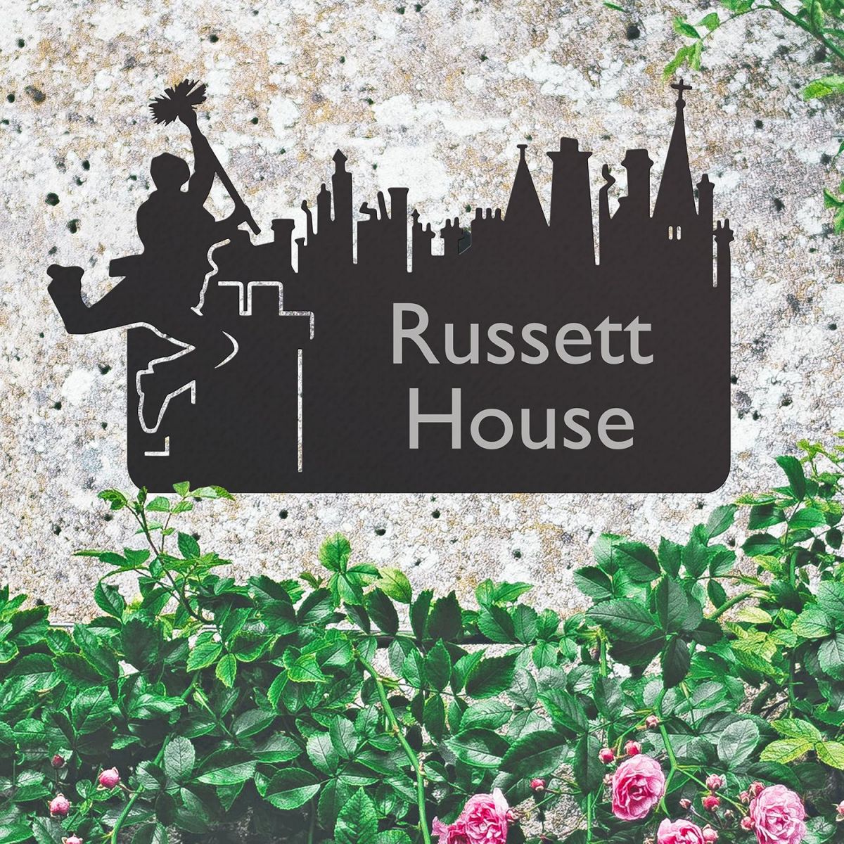 Chimney Sweep Iron House Name Sign in Situ on the Front of a House