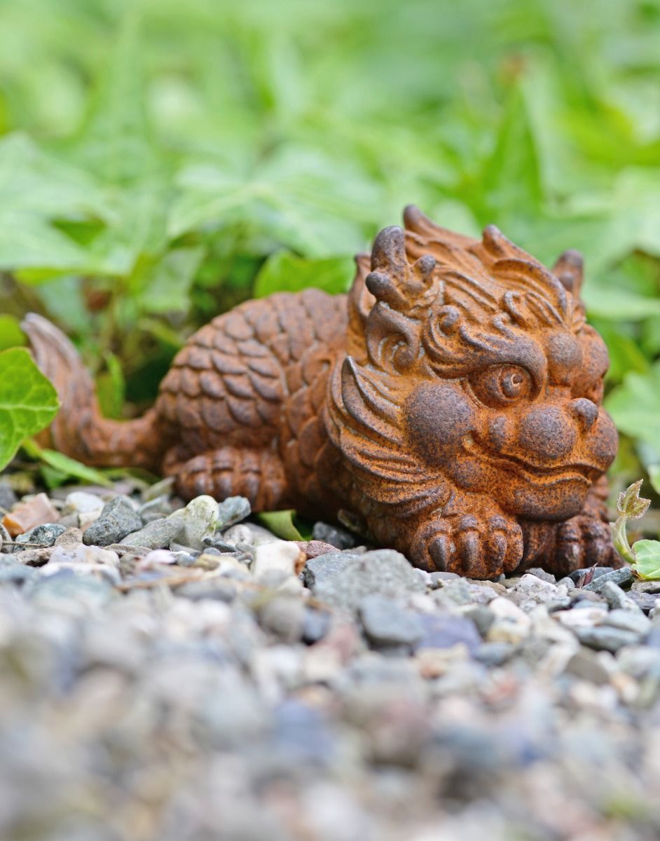 Rustic Cast Iron "Chinese Pixiu" Garden Sculpture 