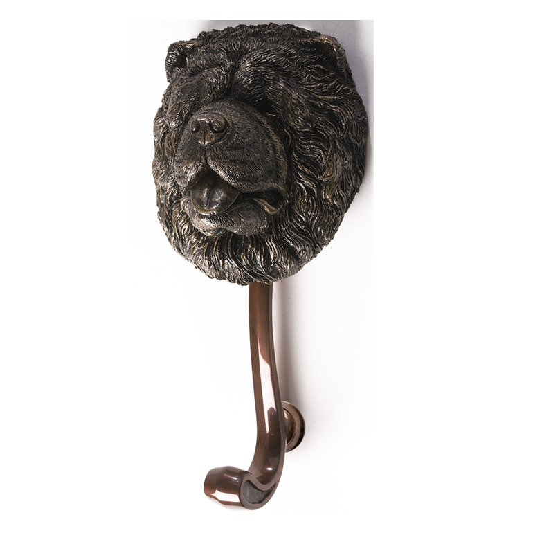 Chow Chow dog door knocker in a Bronze Finish