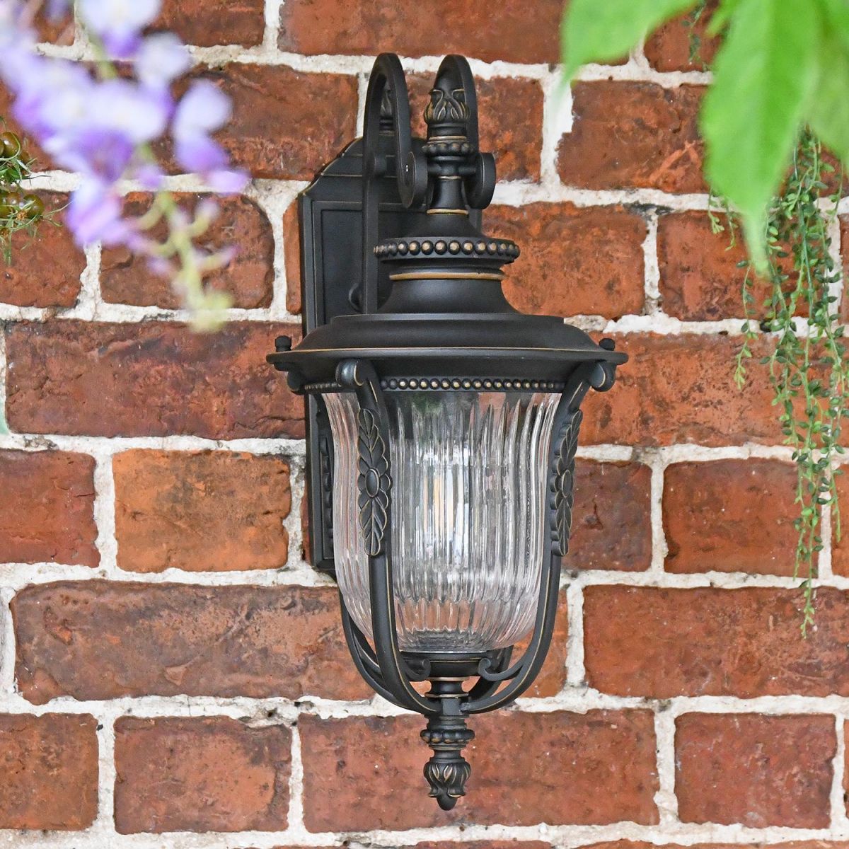 "Christleton" Bronze Wall Mounted Porch Light in Situ on Brick Wall