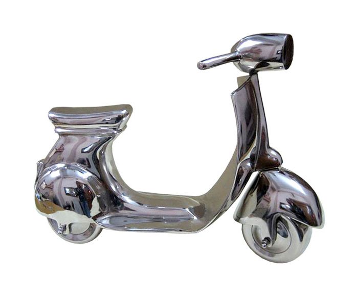 Chrome Scaled Motor Scooter Model Vehicle
