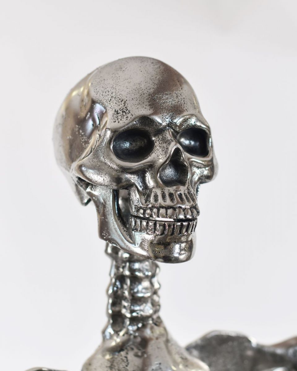 Close up of Chrome Skeleton skull