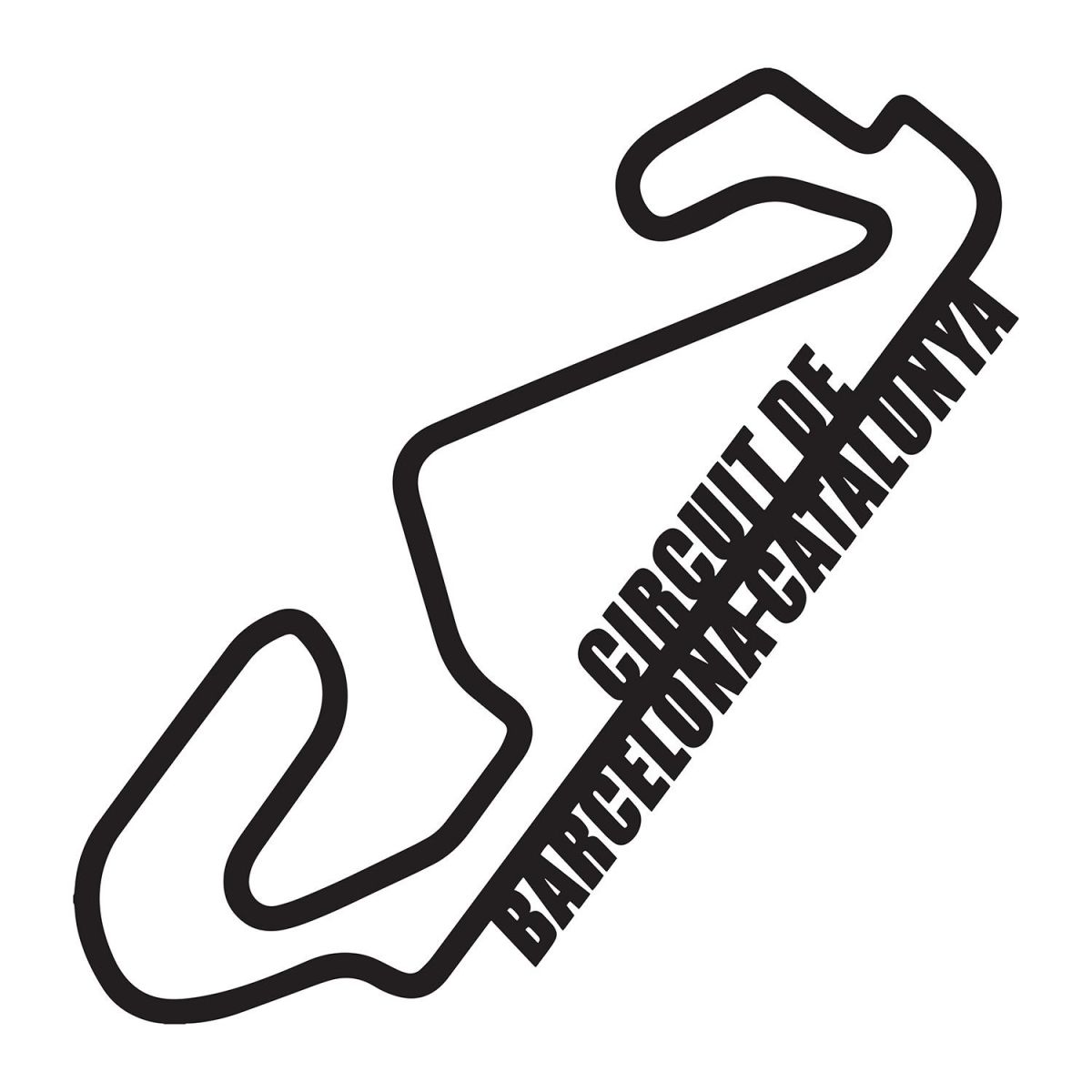The Circuit de Barcelona-Catalunya Racing Track Wall Art in Black