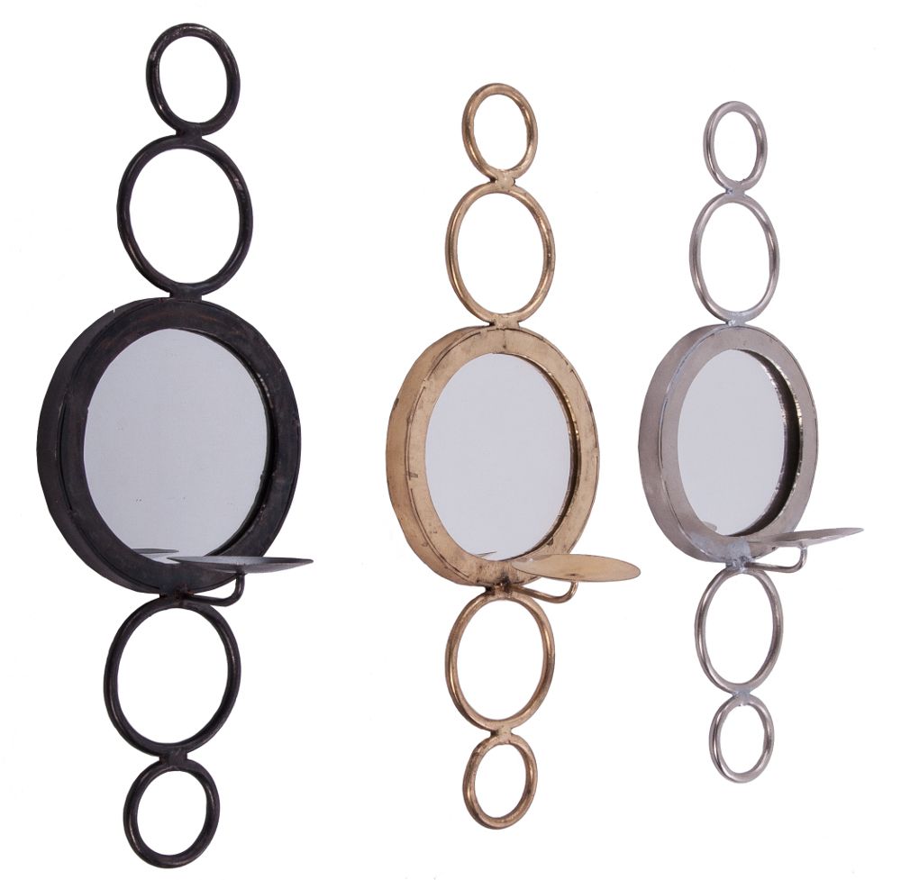 "Hempstead Court" Circular Design Mirror Candle Holder