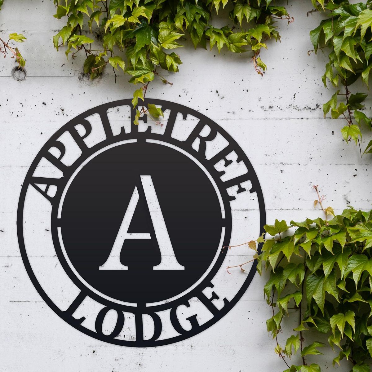 Circular Iron House Name Sign in Situ Outside