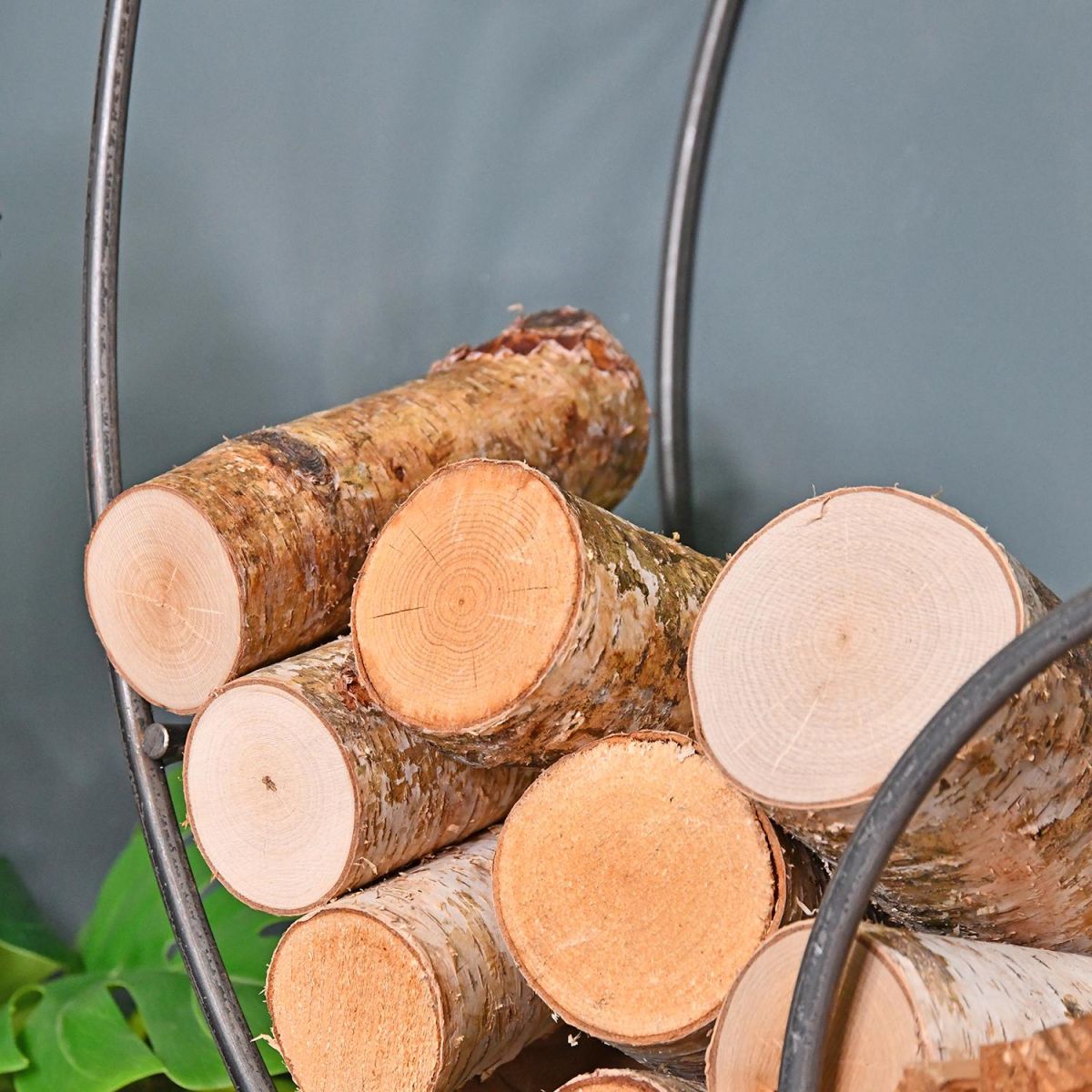 Close-up of the L:ogs Sitting in the Wall Mounted Log Holder