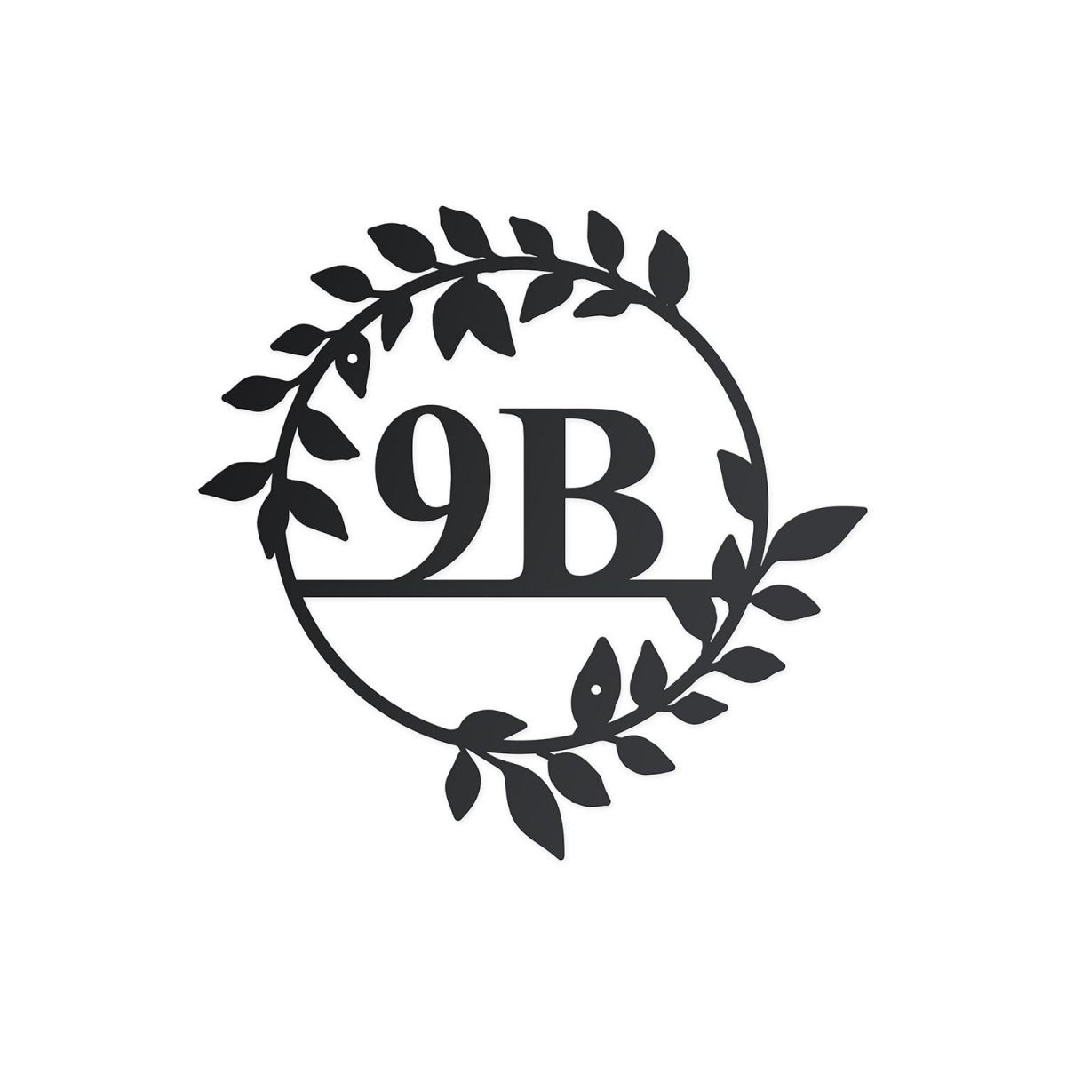 Circular Leaf House Number Sign in Black Circular Leaf House Number Sign in Black