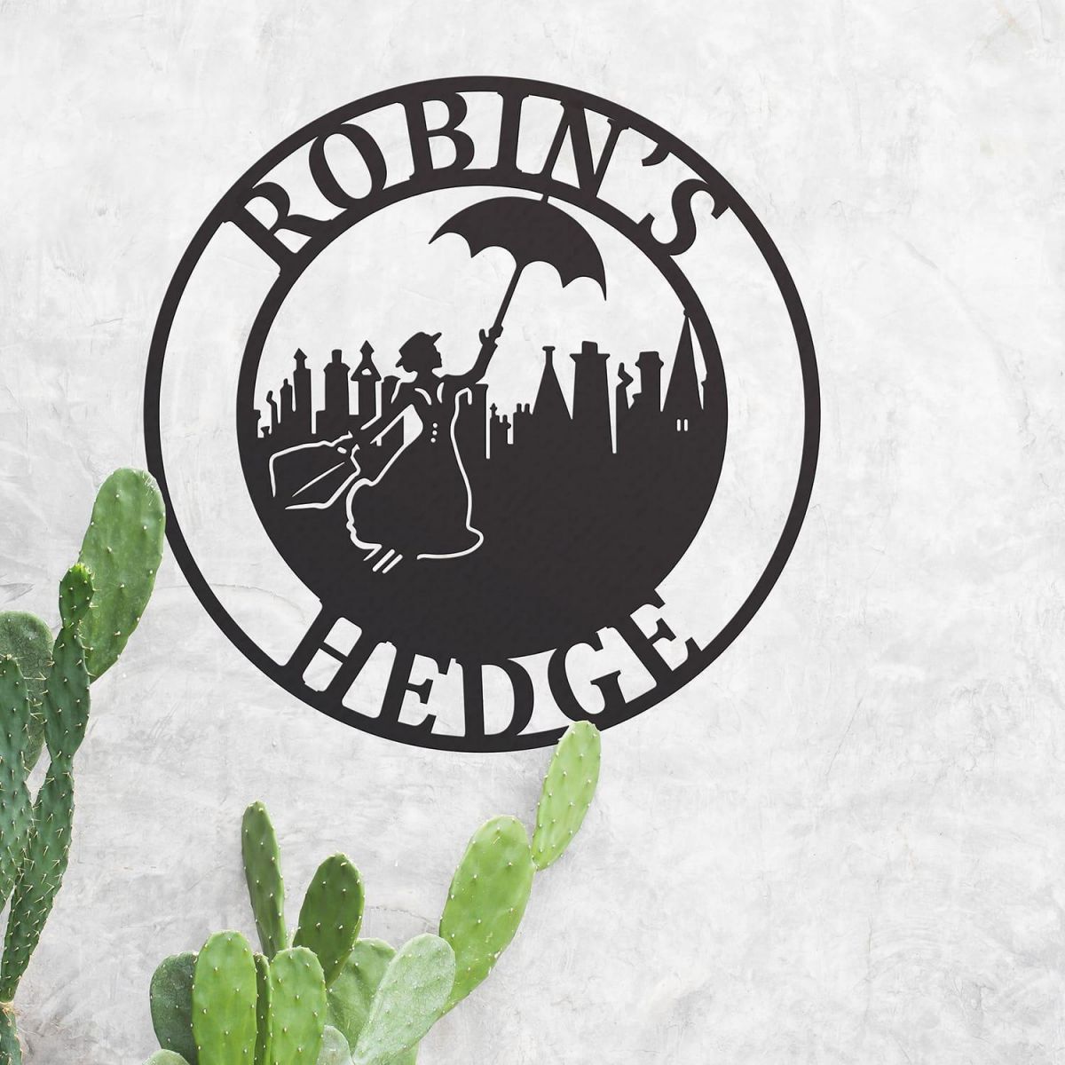 Circular Steel Mary Poppins House Name Sign in Situ