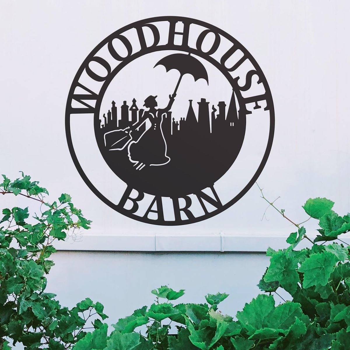 Circular Steel House Name Sign with Mary Poppins Design