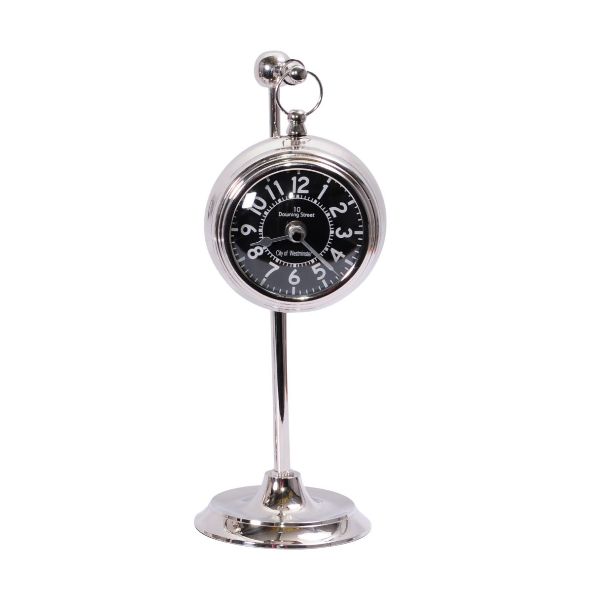 Bright Chrome Clock on finish Telescopic stand