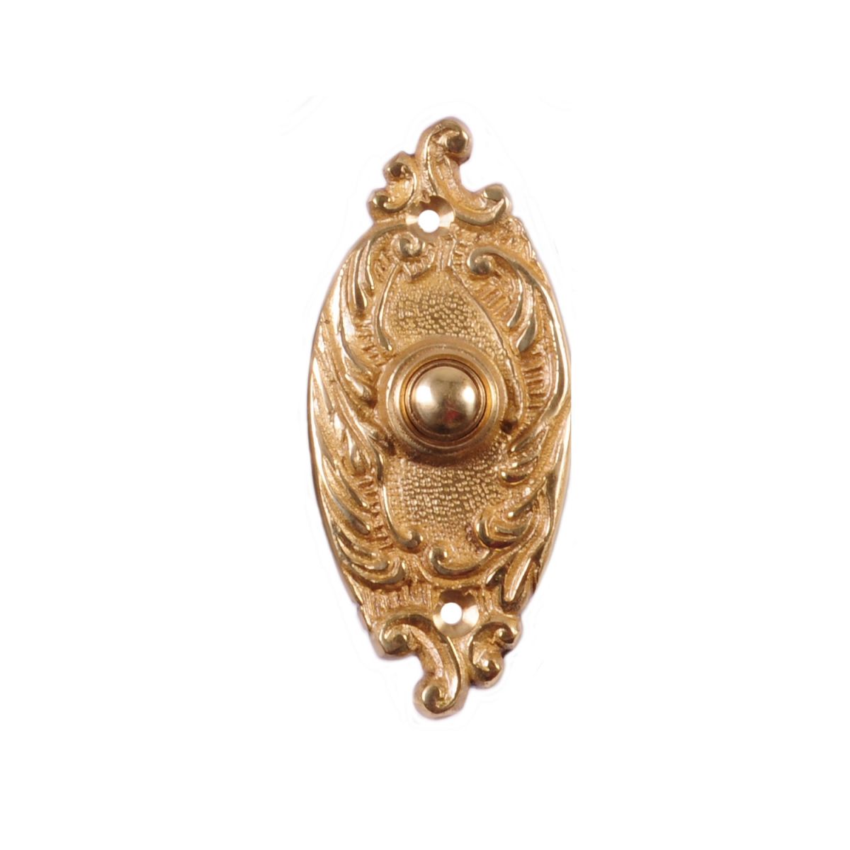 Clarice Oval Polished Brass Ornate Bell Push  Clarice Oval Polished Brass Ornate Bell Push