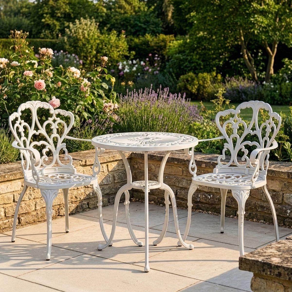 Classic White "Victoria" Two Seater Bistro Set digital illustration