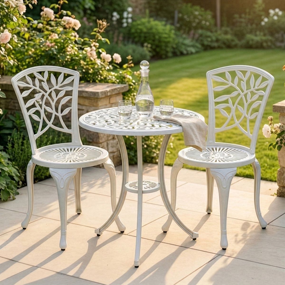 Classic White Arched "Floral" Table & Chair Set digital illustion dressed table 