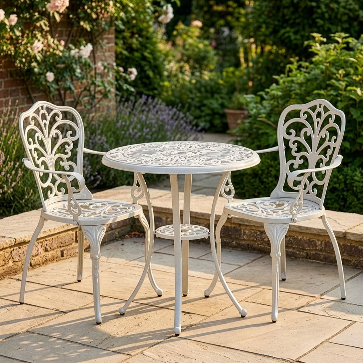 Classic White "Elstow" Two Seater Bistro Set digital illustration