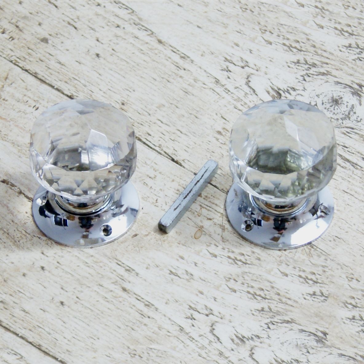 Clear Cut Glass Rim Knobs