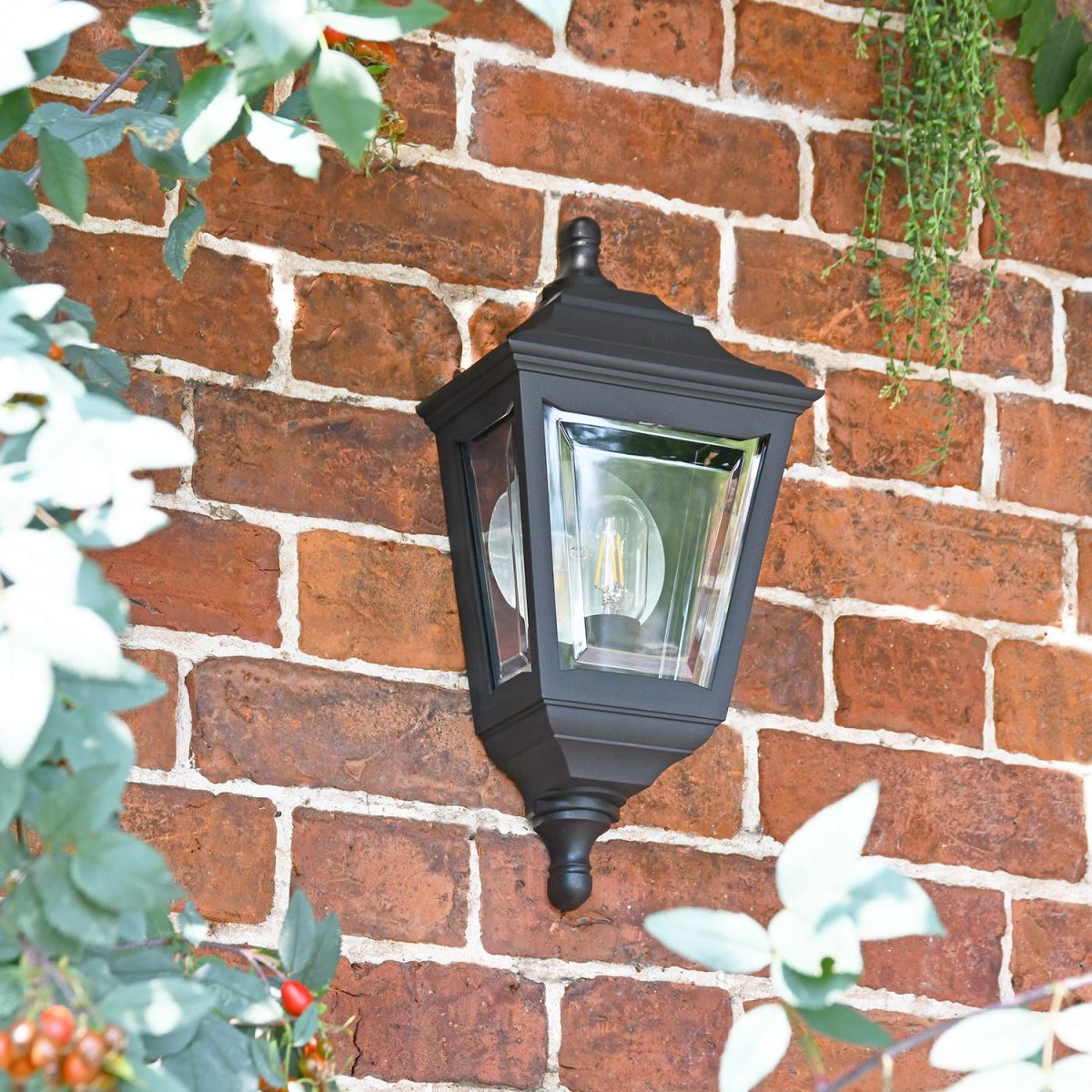 "Clifton" Flush Wall Mounted Porch Light in Situ on a Garden Wall