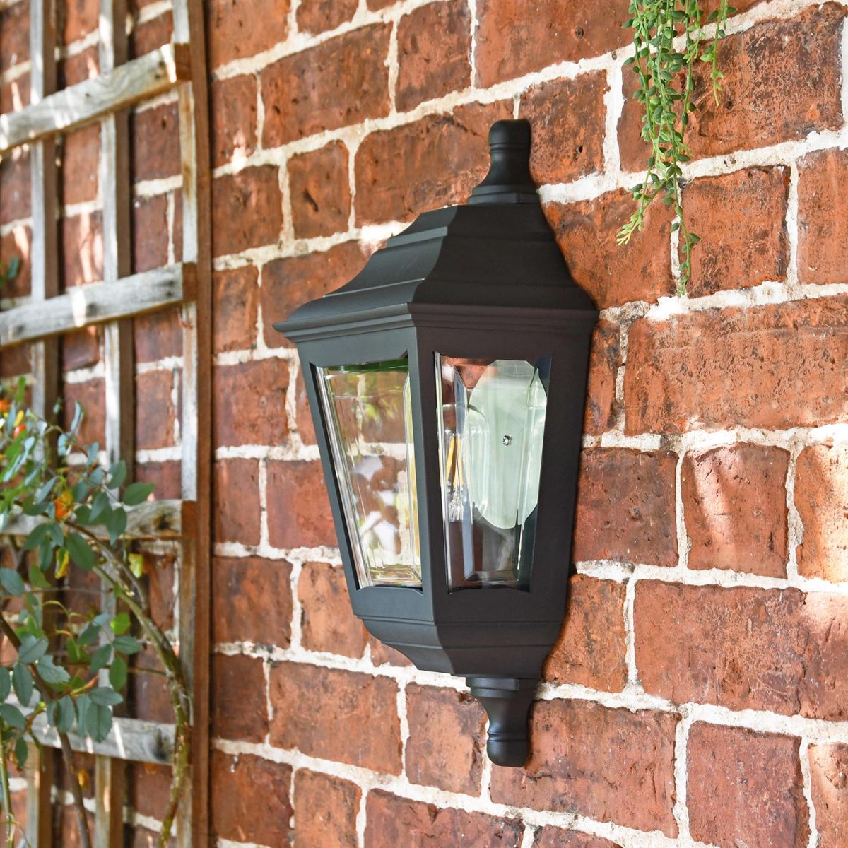 Side View of the "Clifton" Flush Wall Mounted Porch Light Mounted Flush on a Brick Wall