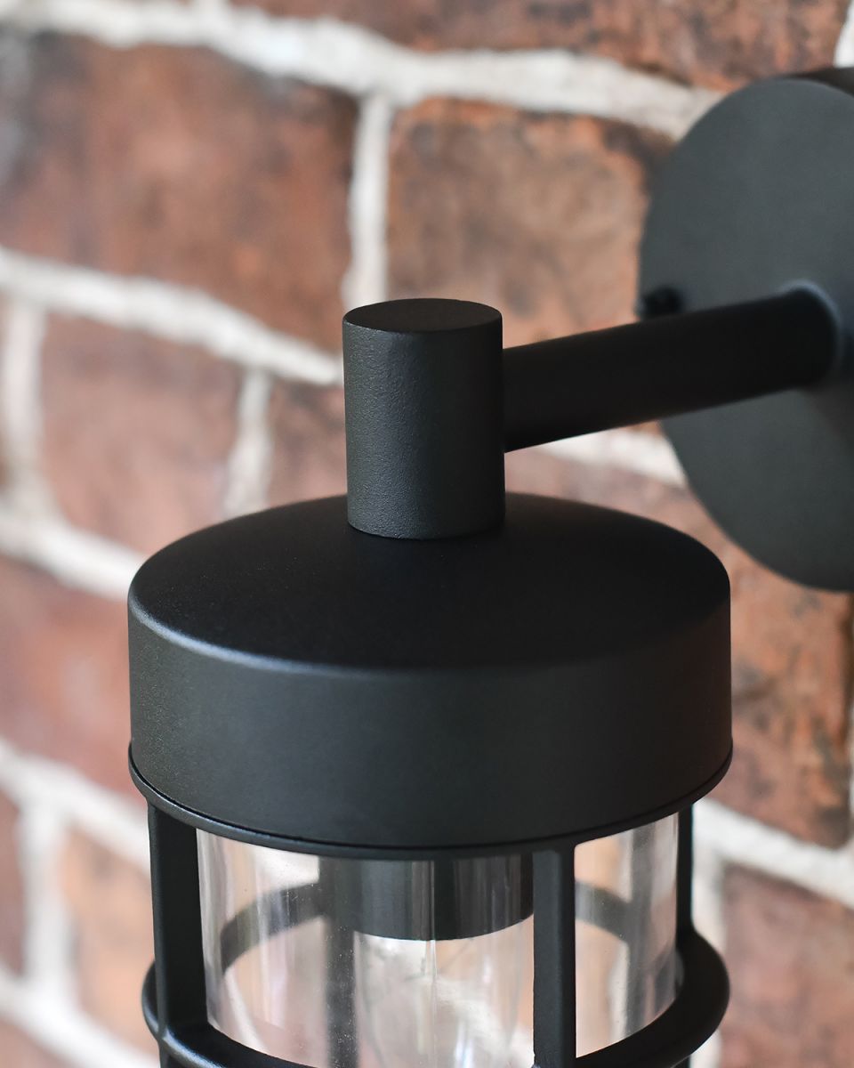 Close-up of the Matt Black Finish on the Caged Wall Light