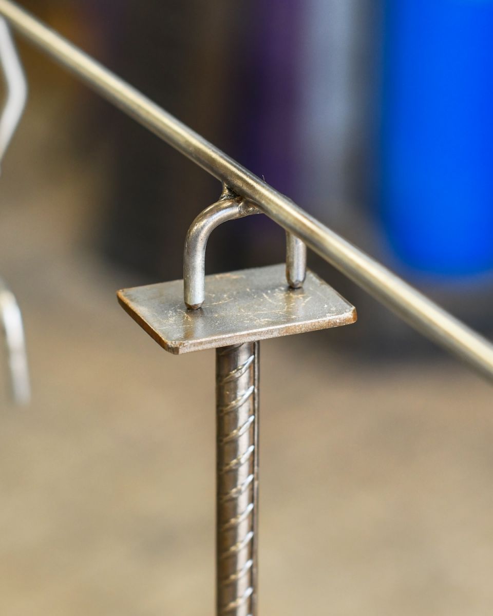 Close up of balancing element on recycled metal home decor sculpture Close up of balancing element on recycled metal home decor sculpture