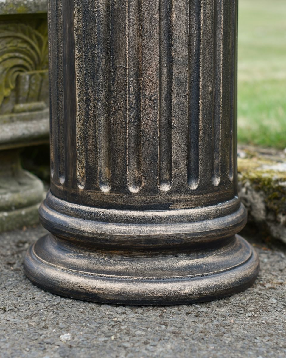 Close up of ornate base detail on Brushed Gold Fluted Column