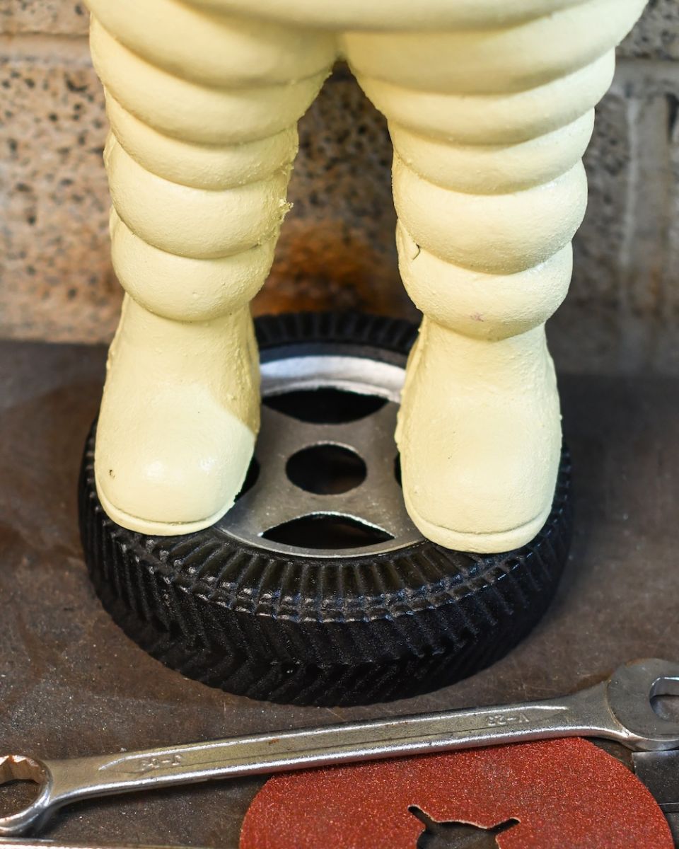 Close up on base of Michelin Man Close up on base of Michelin Man