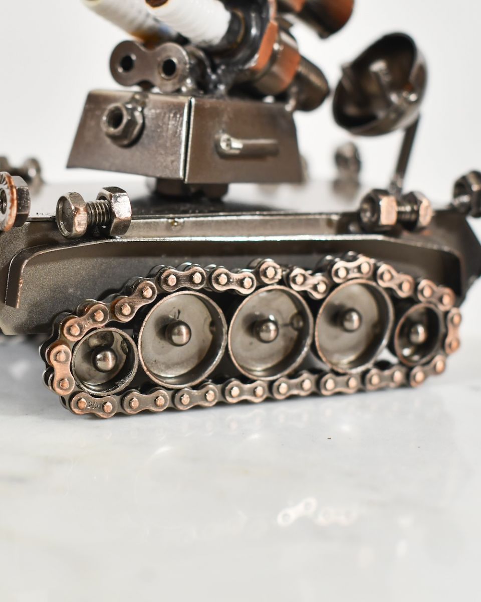 close up of base on tank sculpture close up of base on tank sculpture